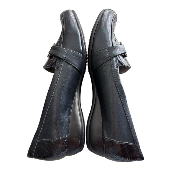 Life Stride Shoes Womens‎ 9 M Dempsey Flats Black Croc Imprinted Buckle Accent - Picture 4 of 9